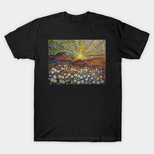 In the daisy field at sunrise T-Shirt